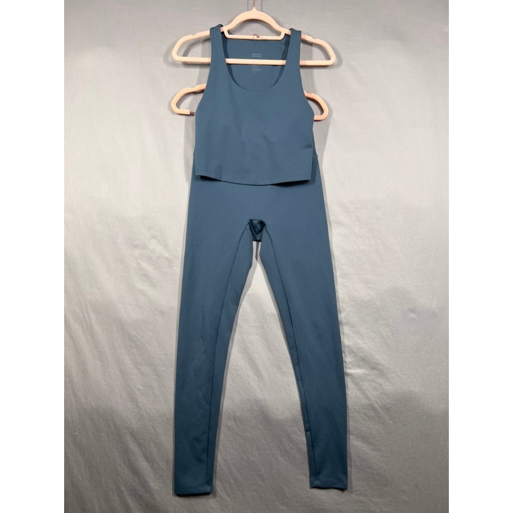 Girlfriend Collective SET Teal Blue Crop Tank and Leggings Gymgirl Sustainable S